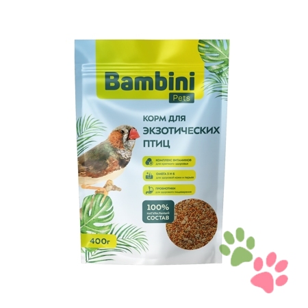 Корм Bambini Pets для экзотических птиц, 400 г