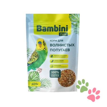 Корм Bambini Pets для волнистых попугайчиков, 400 г