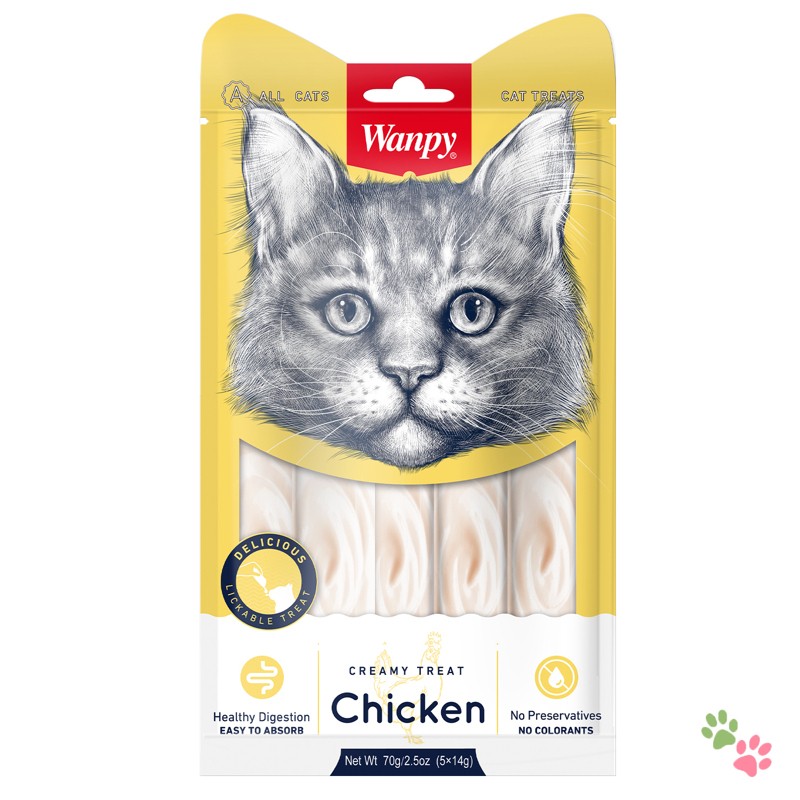 Wanpy Cat Лакомство для кошек «нежное пюре» из курицы 70 г