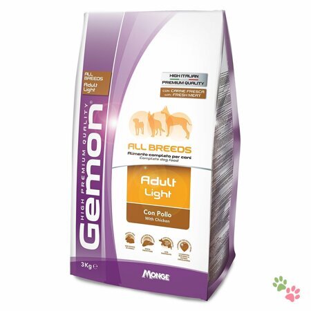 Сухой корм Gemon Dog Light для взрослых собак, всех пород, низкокалорийный, с курицей 3 кг