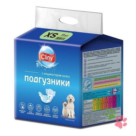 Подгузники для кошек и собак Cliny, 2-4 кг, размер XS (11шт)