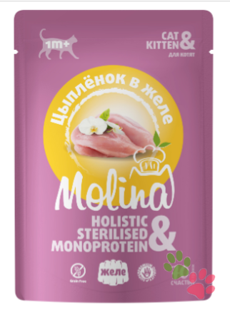 Влажный корм для котят Molina, цыпленок в желе