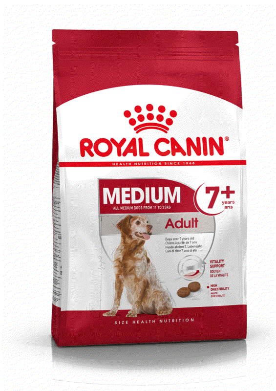 Royal Canin Medium Adult 7+ Корм сухой полнорационный для взрослых собак средних размеров (весом от 11 до 25 кг) в возрасте 7 лет и старше