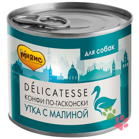 Влажный корм Мнямс Паштет из утки с малиной для собак всех пород "Конфи по-гасконски" 200 г NEW