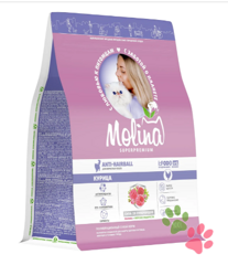 Сухой корм для кошек Molina Anti-Hairboll для выведение шерсти, из курицы