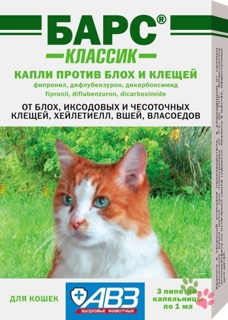 Барс® классик Капли для кошек против блох и клещей (1 пипетка)